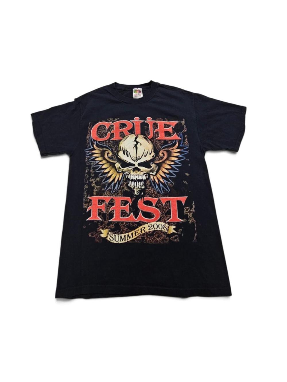 Motley Crue 2008 Crue Fest Tour Shirt with skull abd wings graphic in Black Sz M